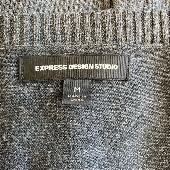 Express Grey Cardigan Rhinestone Button Sweater - Picture 7 of 8